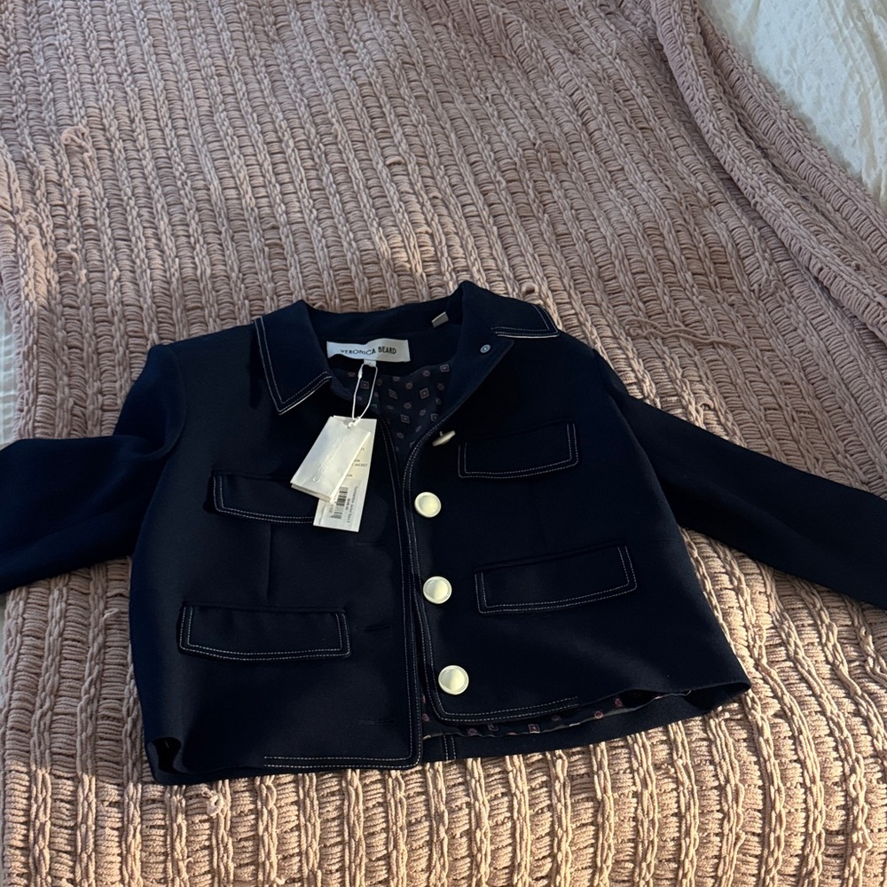 Veronica Beard Dark Blue Blazer with Light Stitching - Picture 4 of 4